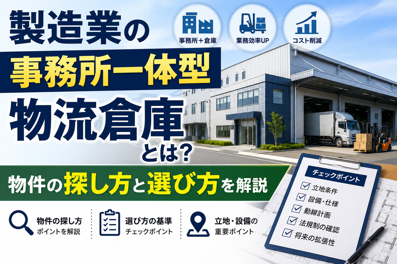 製造業の事務所一体型物流倉庫とは？物件の探し方と選び方を解説の画像