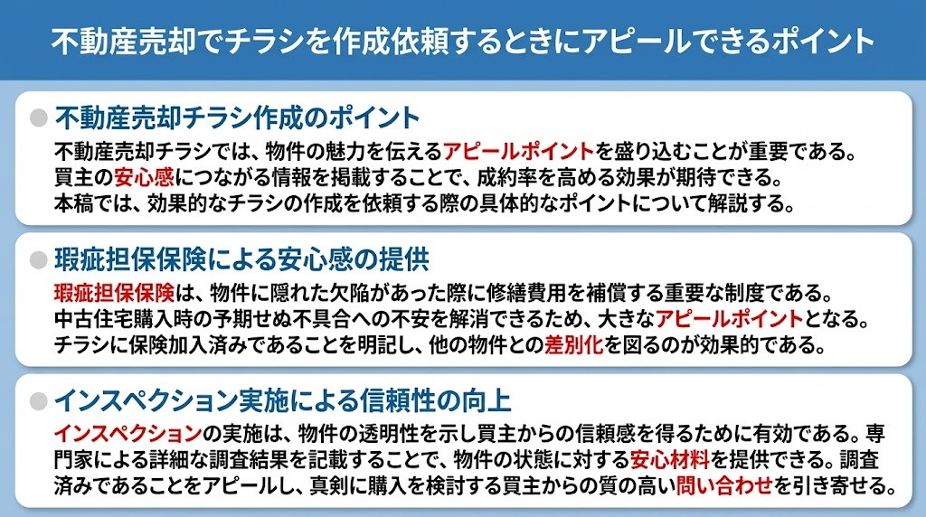 不動産売却でチラシを作成依頼するときにアピールできるポイント