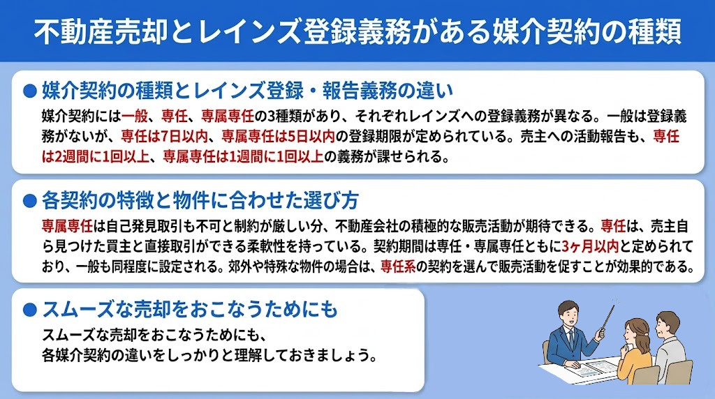 不動産売却とレインズ登録義務がある媒介契約の種類