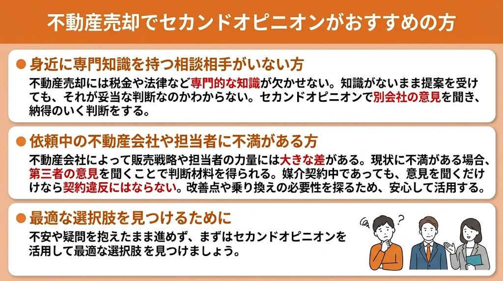 不動産売却でセカンドオピニオンがおすすめの方