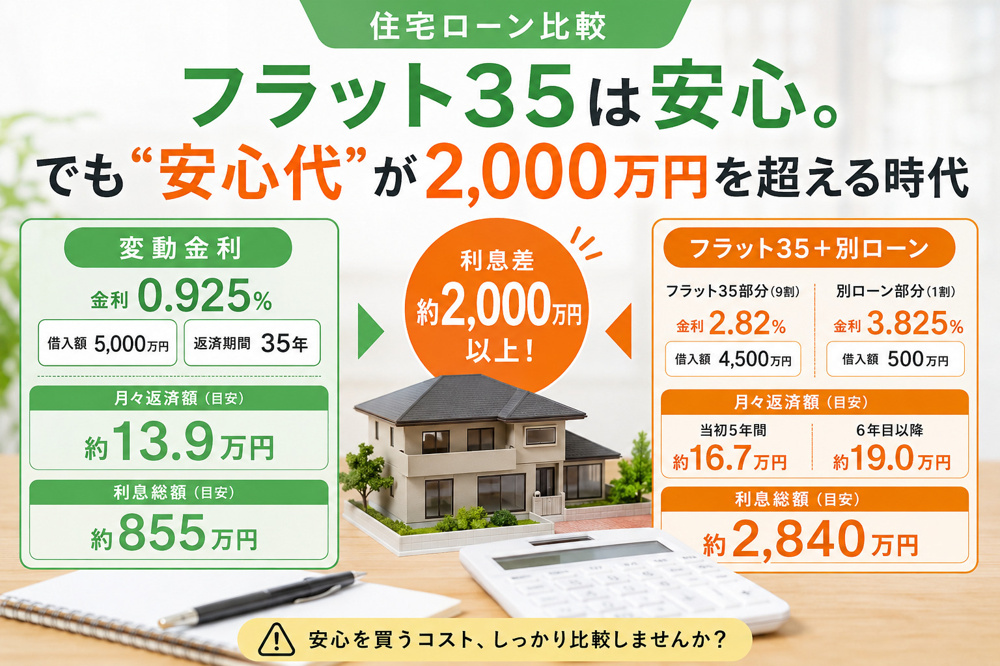 フラット35は安心。 でも“安心代”が2,000万円を超える時代の画像