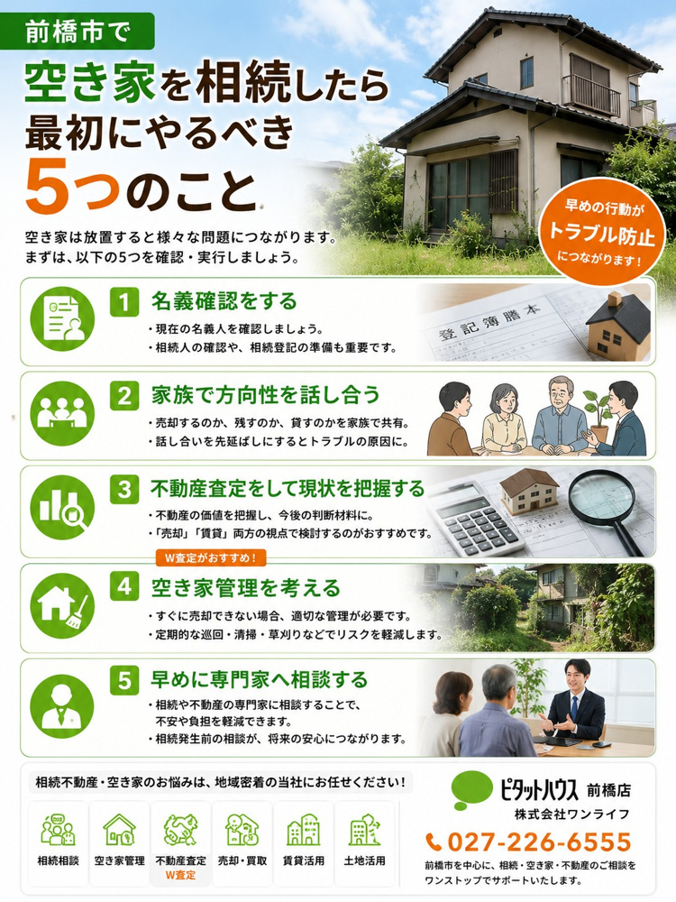 前橋市で「親の実家を今後どうするか」とお悩みの方へ。施設入所や相続に備え、売却・賃貸・空き家管理を比較し、家族で早めに話し合っておきたい準備のポイントを解説します。の画像
