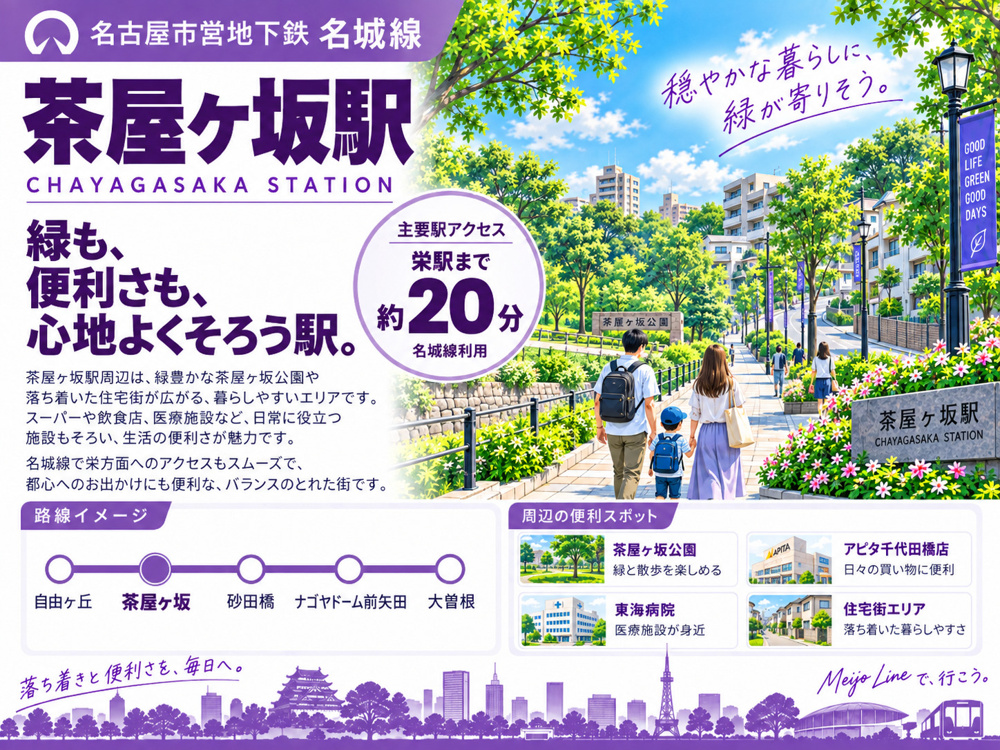 地下鉄名城線「茶屋ヶ坂駅」は住みやすい？自然・買い物・学区・地価を解説の画像