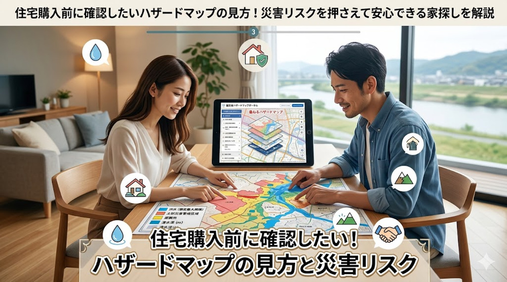 住宅購入前に確認したいハザードマップの見方！災害リスクを押さえて安心できる家探しを解説の画像