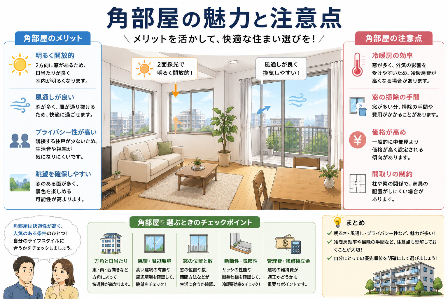 角部屋は本当にお得か？マンション購入で角部屋を選ぶメリット・デメリットを不動産視点で徹底解説の画像