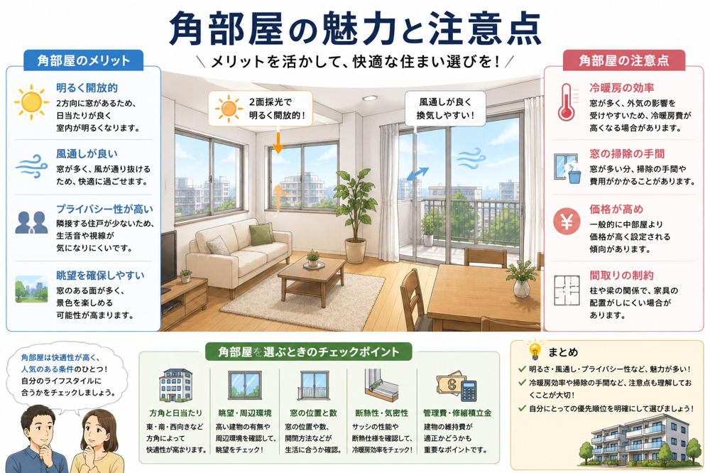 角部屋は本当にお得か？マンション購入で角部屋を選ぶメリット・デメリットを不動産視点で徹底解説の画像