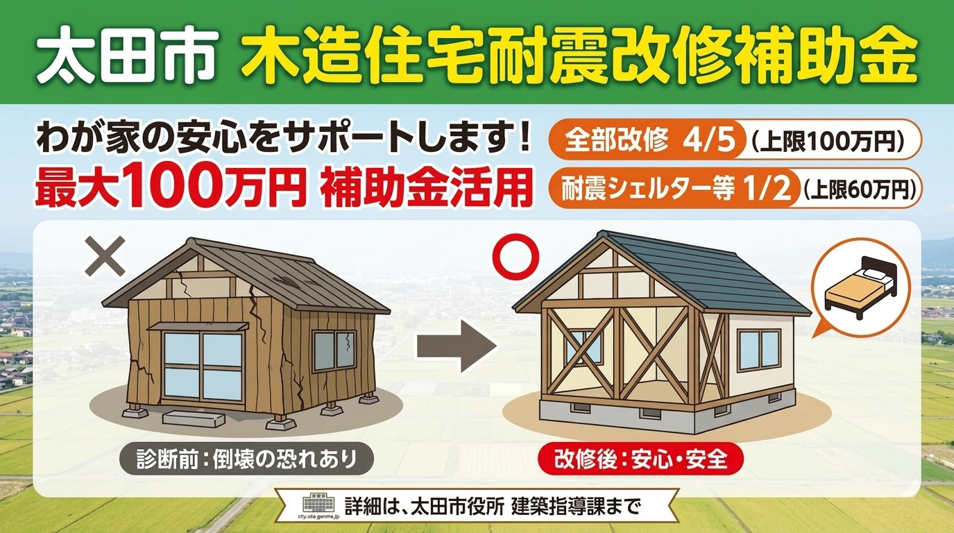 太田市の木造住宅耐震改修補助金についての画像