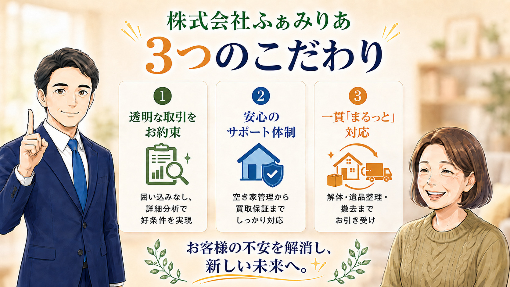 「誠実」をかたちにする株式会社ふぁみりあの3つのこだわり