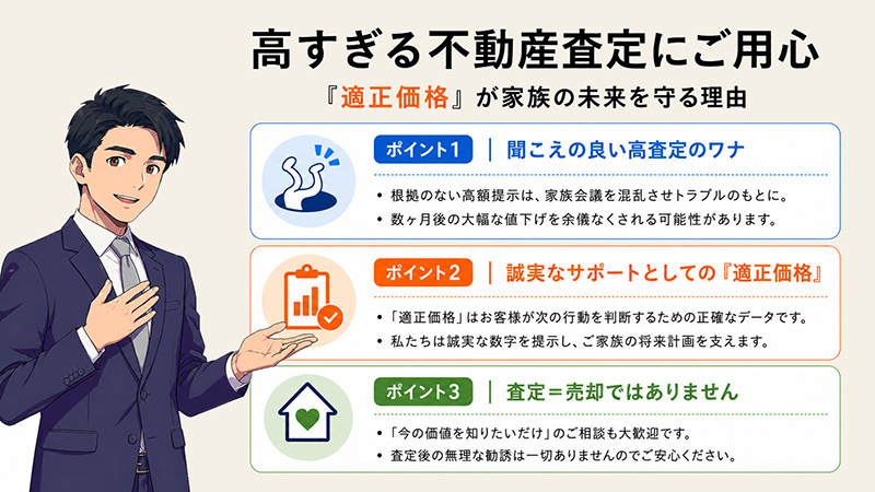 私たちが「聞こえの良い高すぎる査定」をしない理由