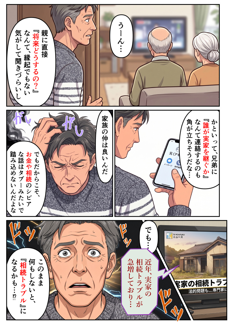 実家の相続で揉めたくない！将来の不安を今のうちに解消したいあなたへ。｜マンガ②