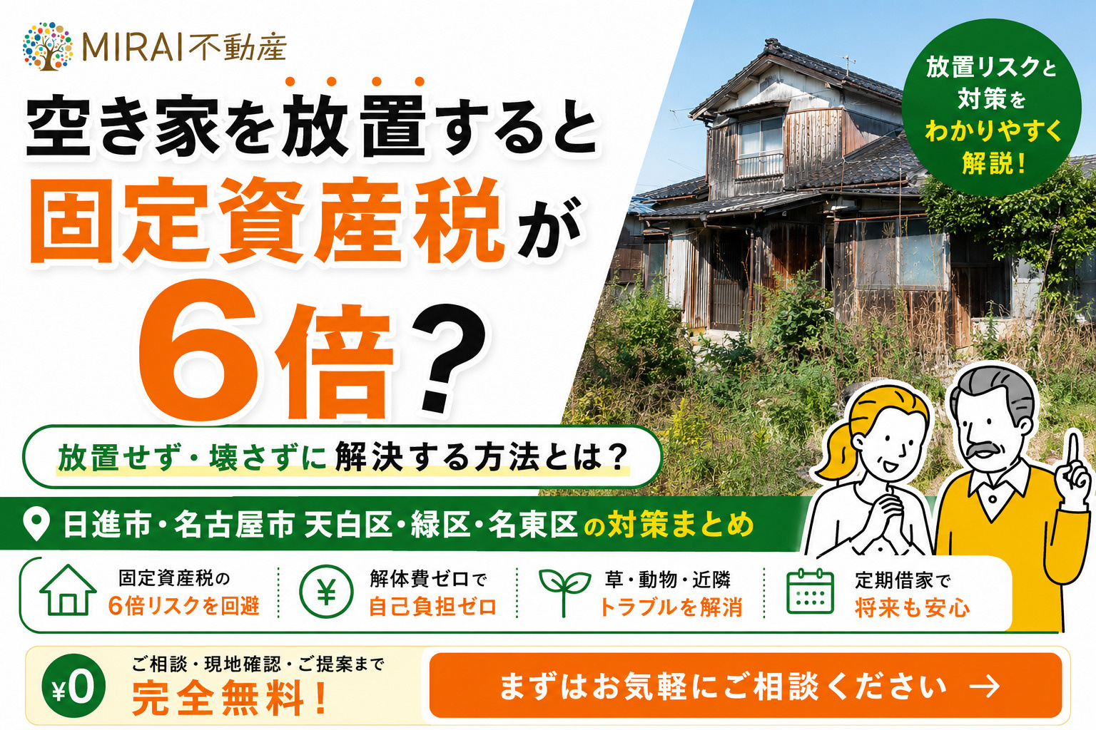 空き家を放置すると固定資産税が6倍？ 【日進市・名古屋市天白区・緑区・名東区の対策まとめ】の画像