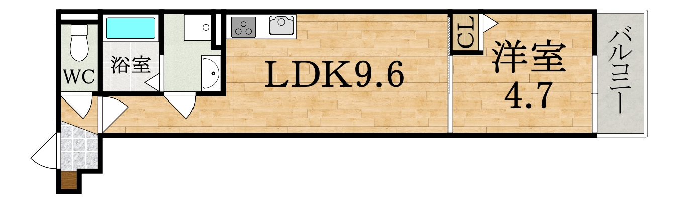 1LDK 32.60㎡ 間取り