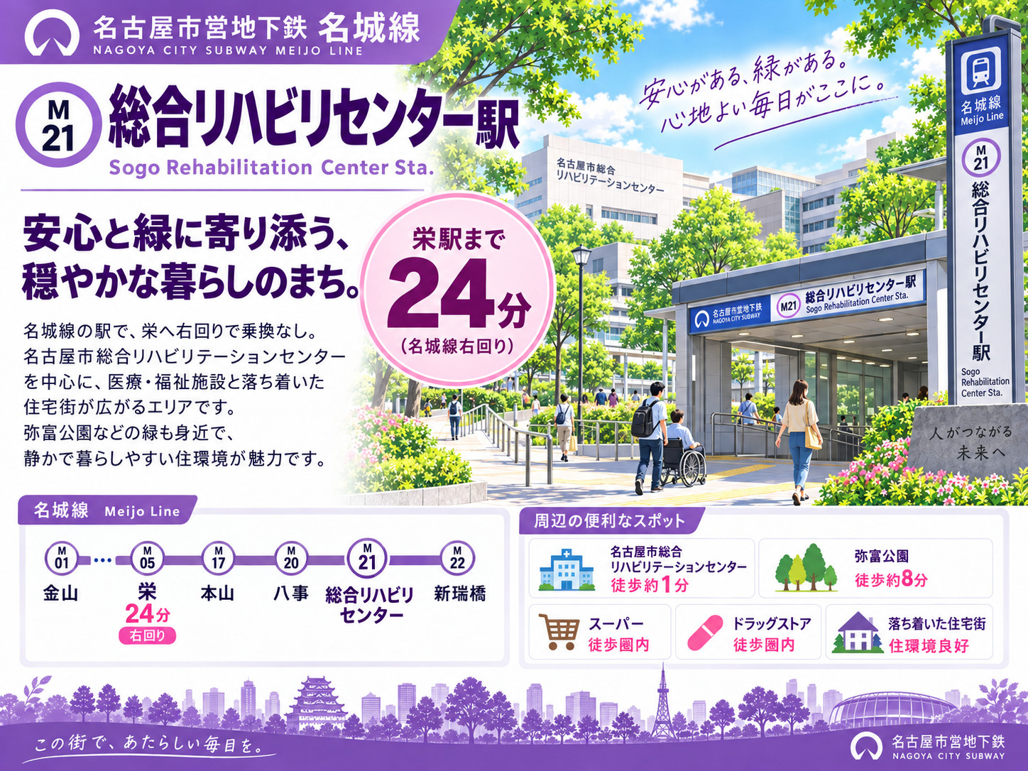 地下鉄名城線「総合リハビリセンター駅」は住みやすい?医療・買い物・学区・地価を解説の画像