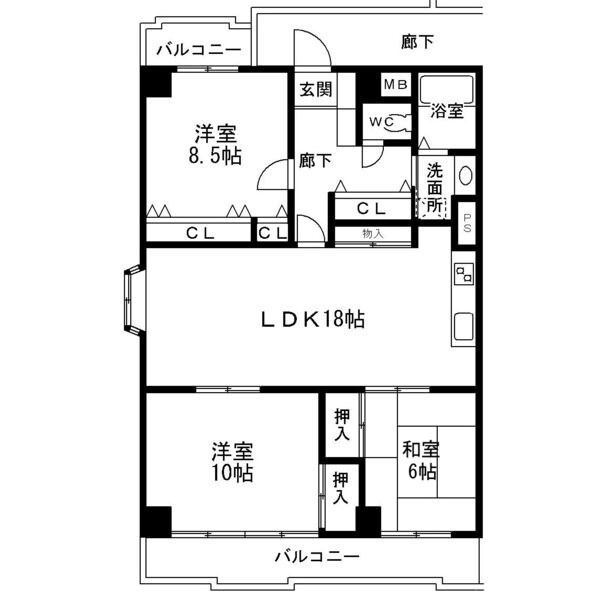 ヴィラージュ加美西801 間取り図