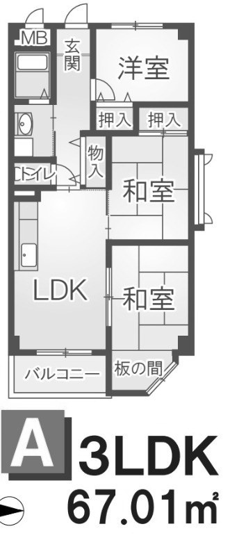 メゾンソレイユ407 間取り図