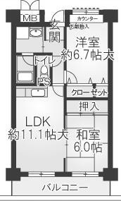プリムヴェール瓜破505 間取り図