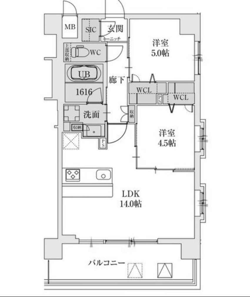 スプランディッド天王寺SOUTH201 間取り図