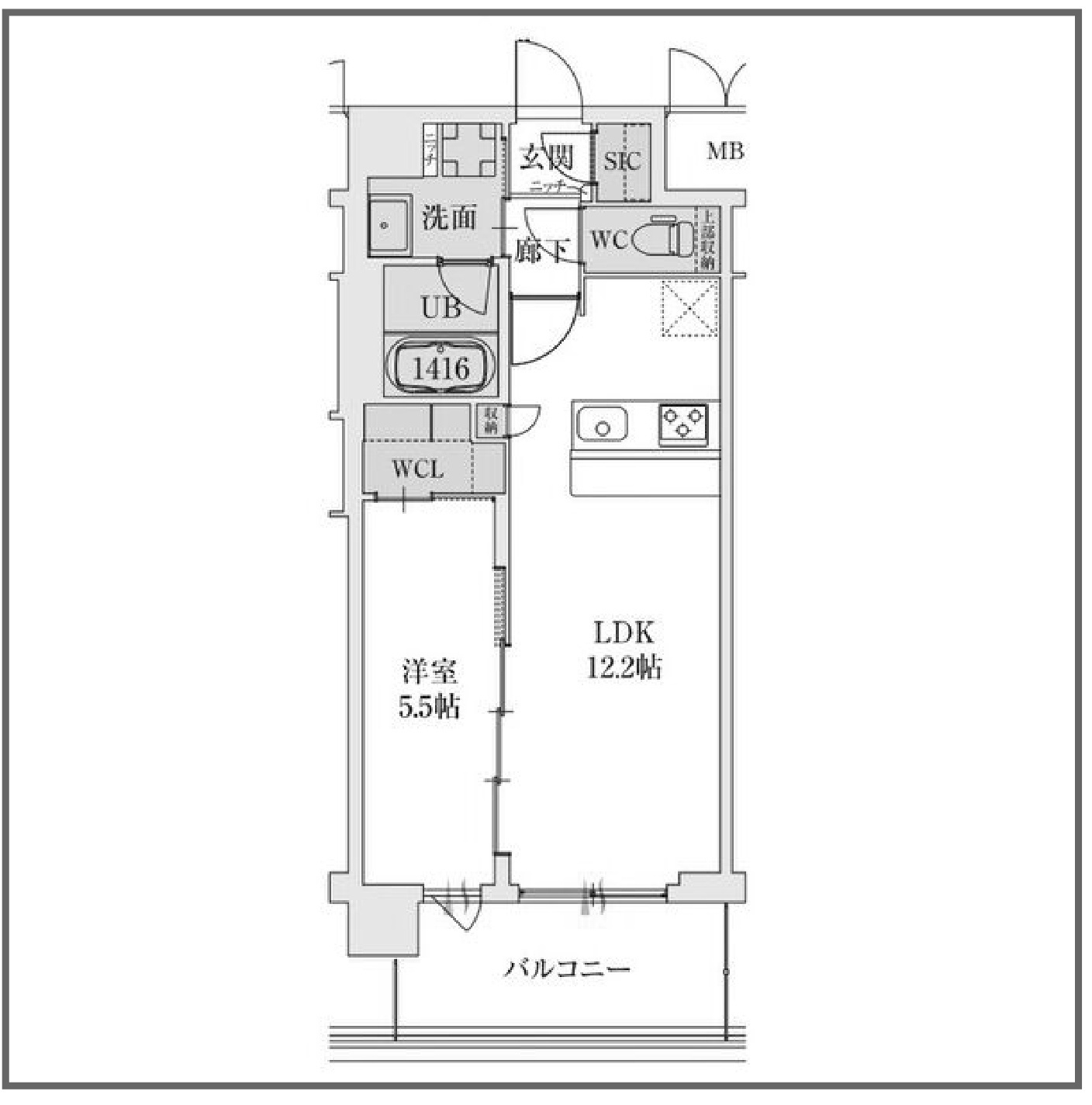 スプランディッド天王寺SOUTH203 間取り図