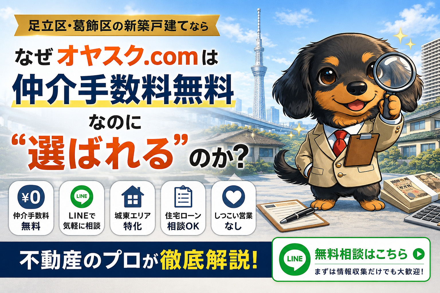 オヤスク.comが仲介手数料無料でも選ばれる理由を解説するタイトル画像