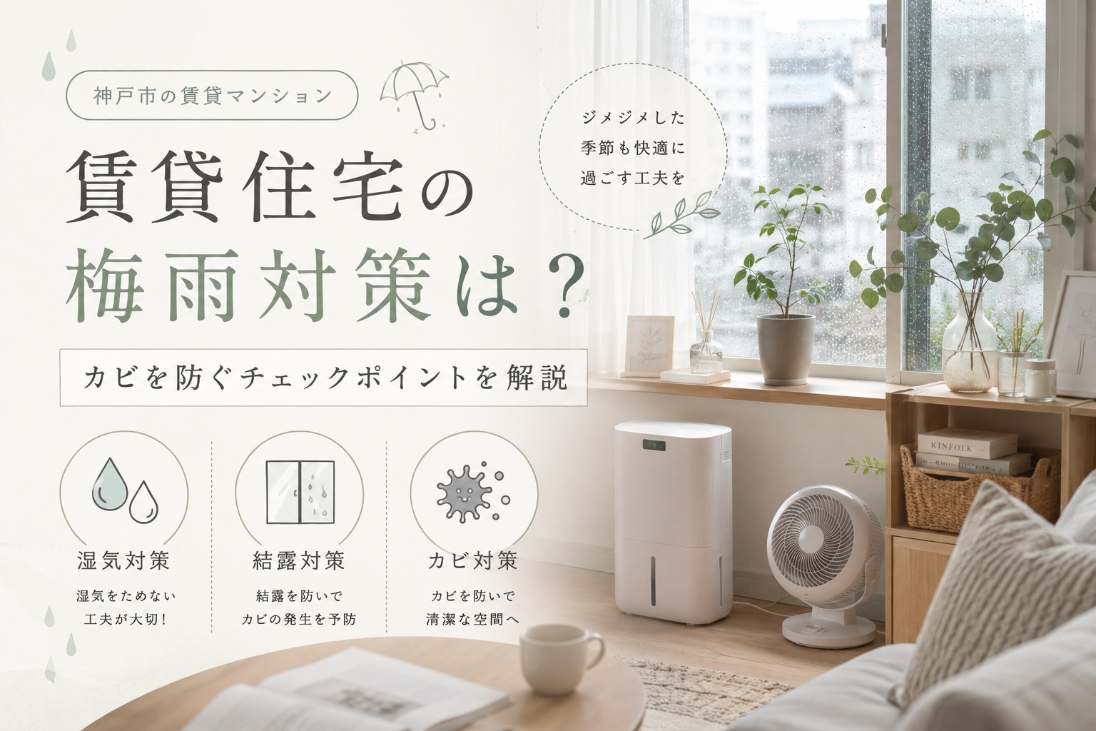 神戸市の賃貸住宅梅雨対策は?カビを防ぐチェックポイントを解説の画像