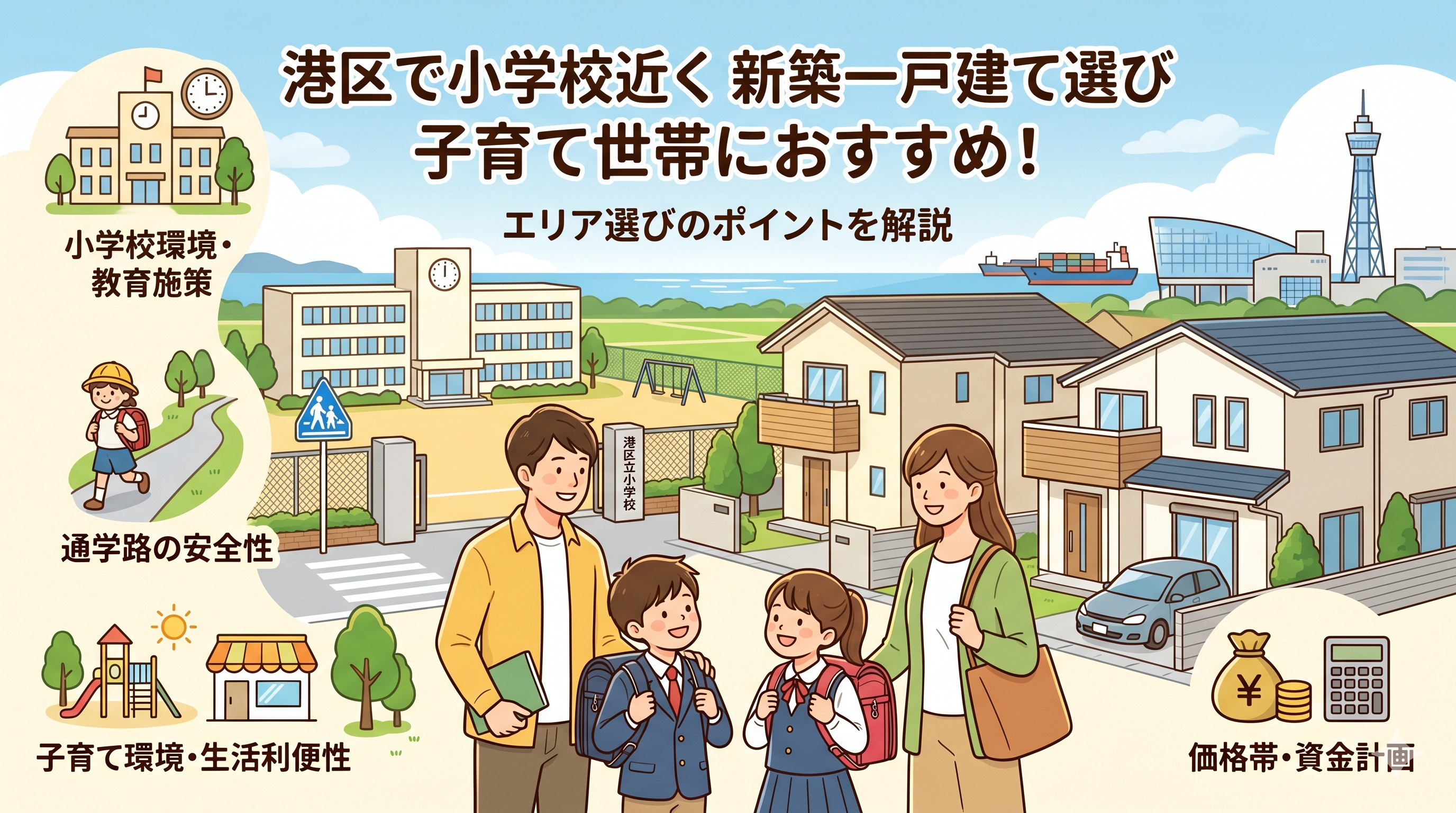 名古屋市港区で小学校近くの新築一戸建て探しは?子育て世帯におすすめのエリア選びを解説の画像