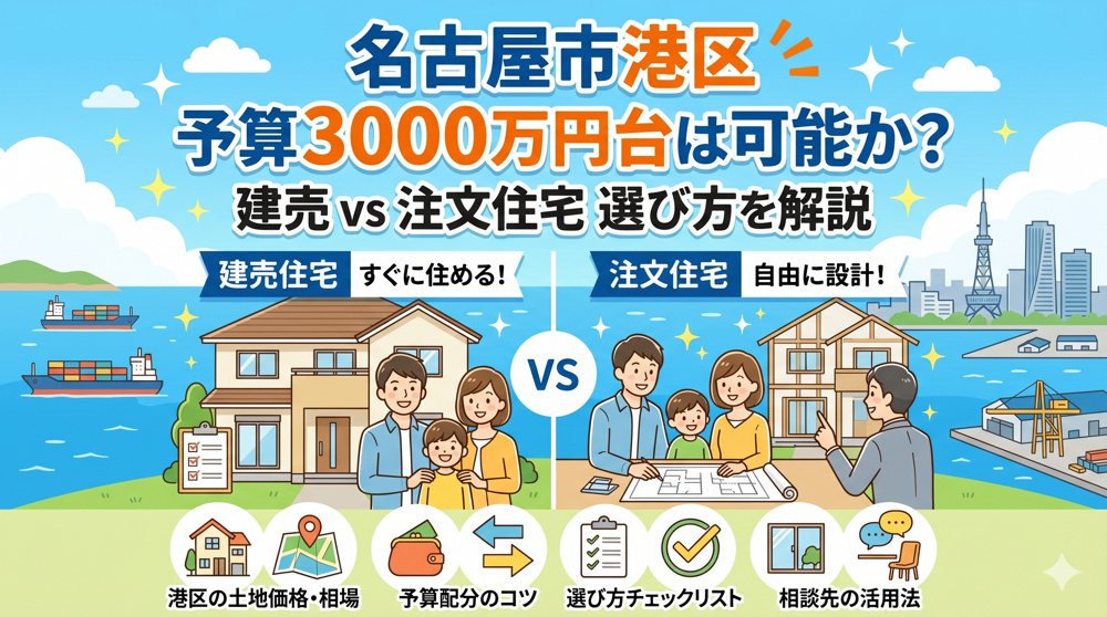 名古屋市港区で予算3000万円台は可能か？注文住宅と建売の違いや選び方を解説の画像