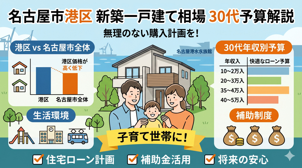 名古屋市港区の新築一戸建て相場は？30代年収から無理のない購入予算を解説の画像