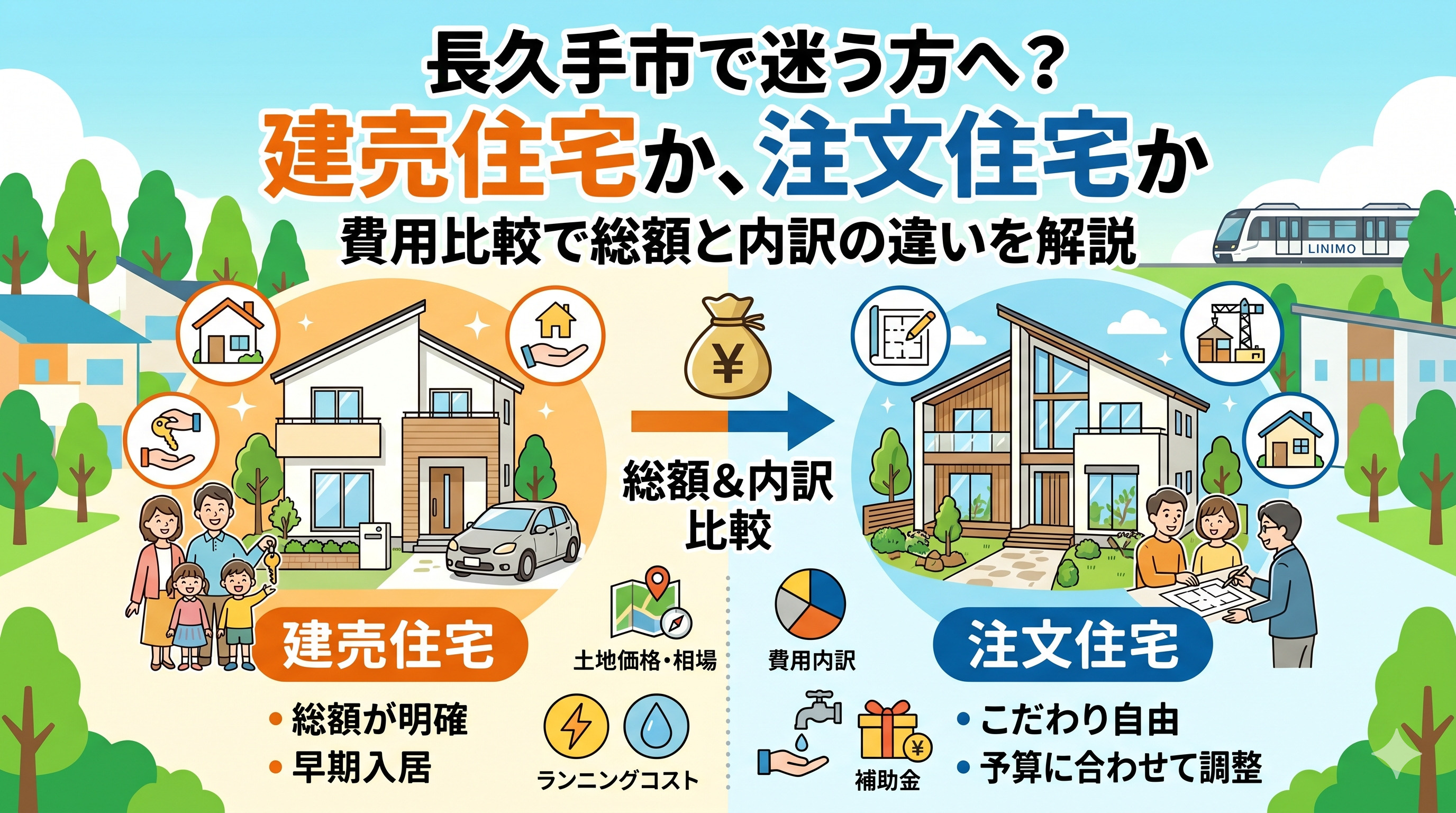 長久手市で建売住宅か注文住宅か迷う方へ？費用比較で総額と内訳の違いを解説の画像