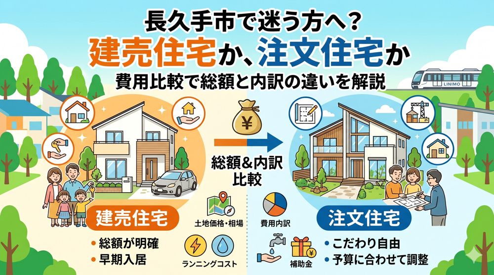 長久手市で建売住宅か注文住宅か迷う方へ？費用比較で総額と内訳の違いを解説の画像