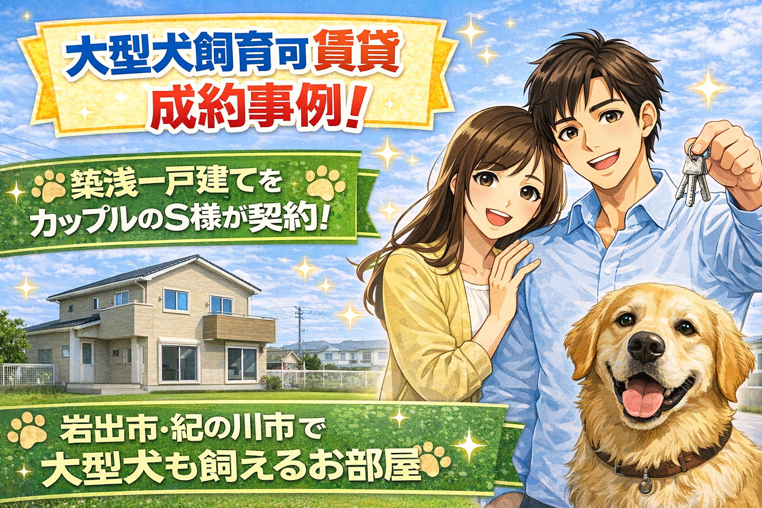 【岩出市・紀の川市で大型犬】築浅戸建てをご成約|他社で断られたS様の成約事例の画像