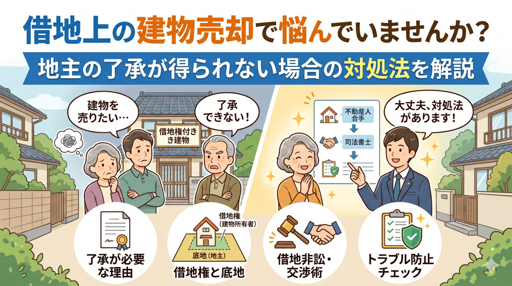 借地上の建物売却で悩んでいませんか？地主の了承が得られない場合の対処法を解説の画像