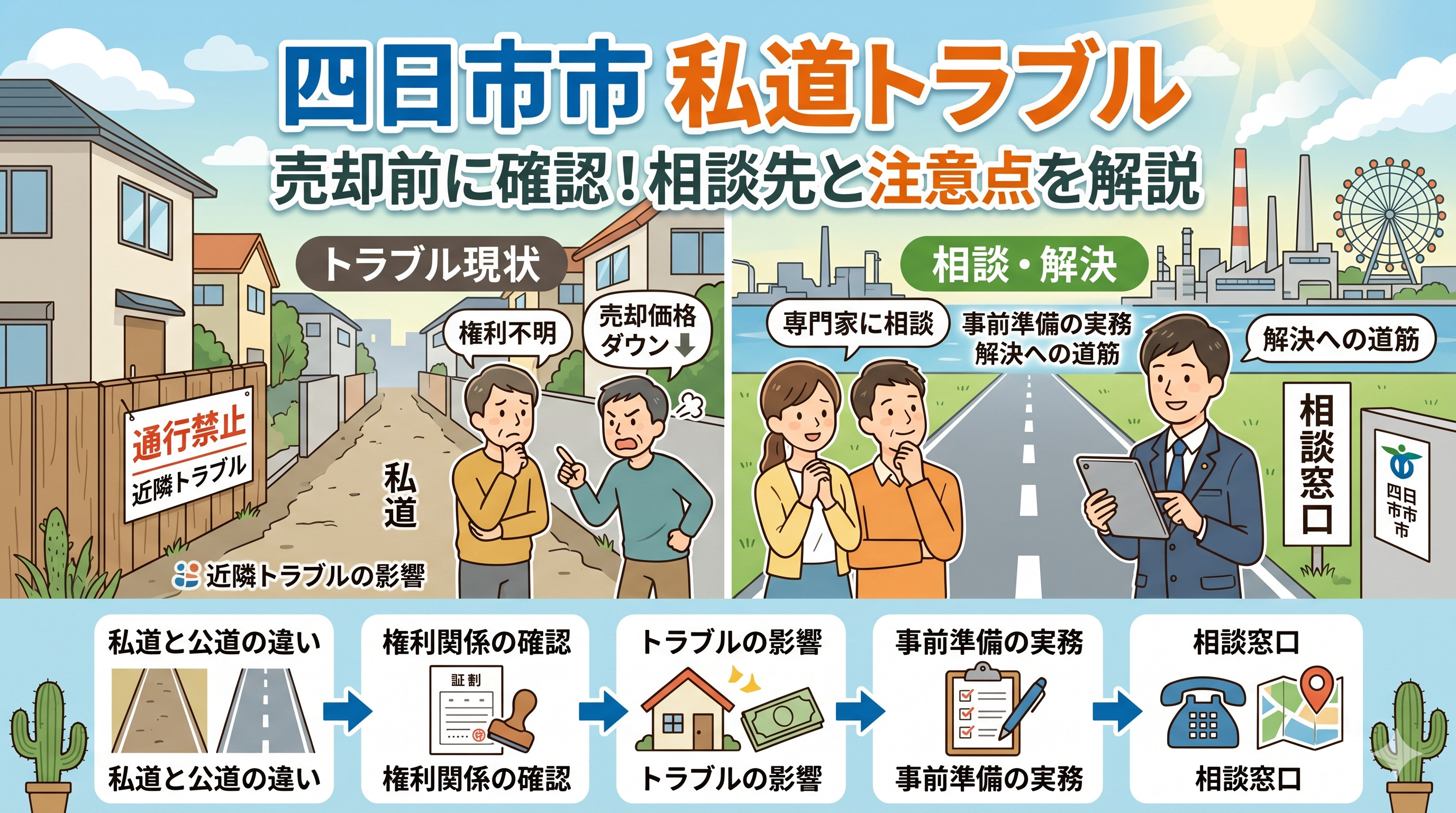 四日市市の私道トラブルとは？売却前の相談先と注意点を解説の画像