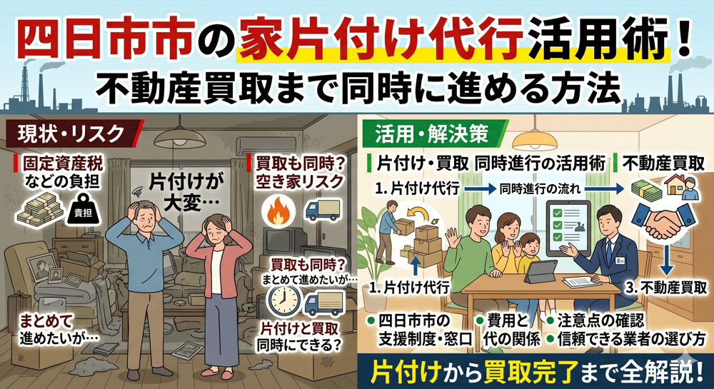 四日市市の家片付け代行活用術！不動産買取まで同時に進める方法の画像