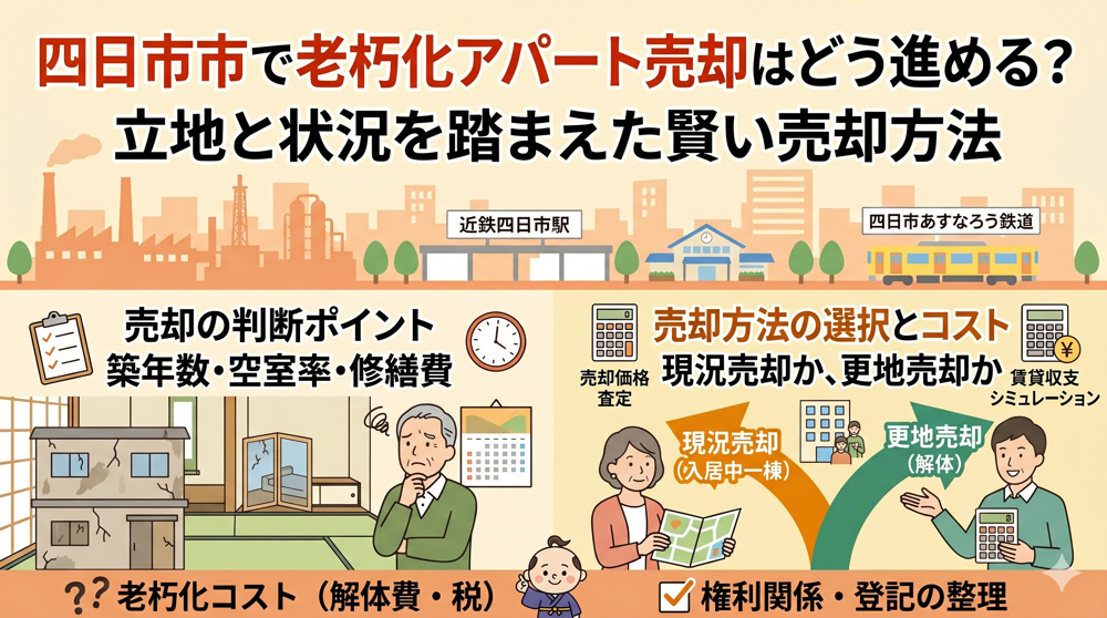 老朽化アパートの売却は四日市市でどう進める？老朽化と立地を踏まえた四日市市の賢い売却方法の画像