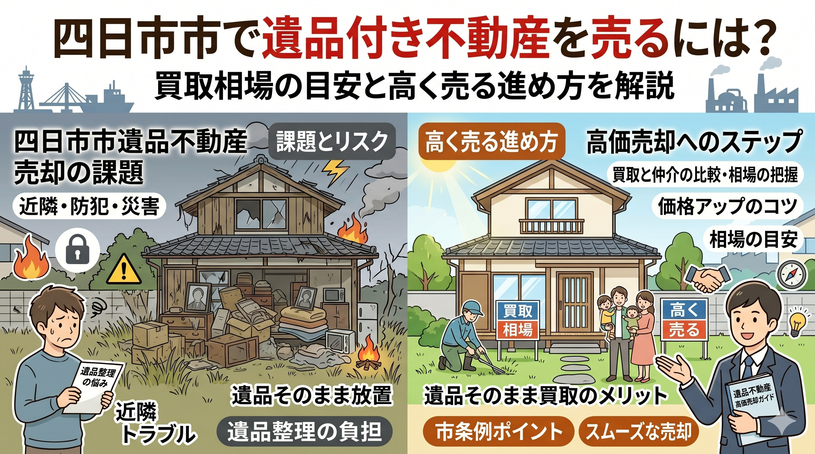 四日市市で遺品付き不動産を売るには？買取相場の目安と高く売る進め方を解説の画像