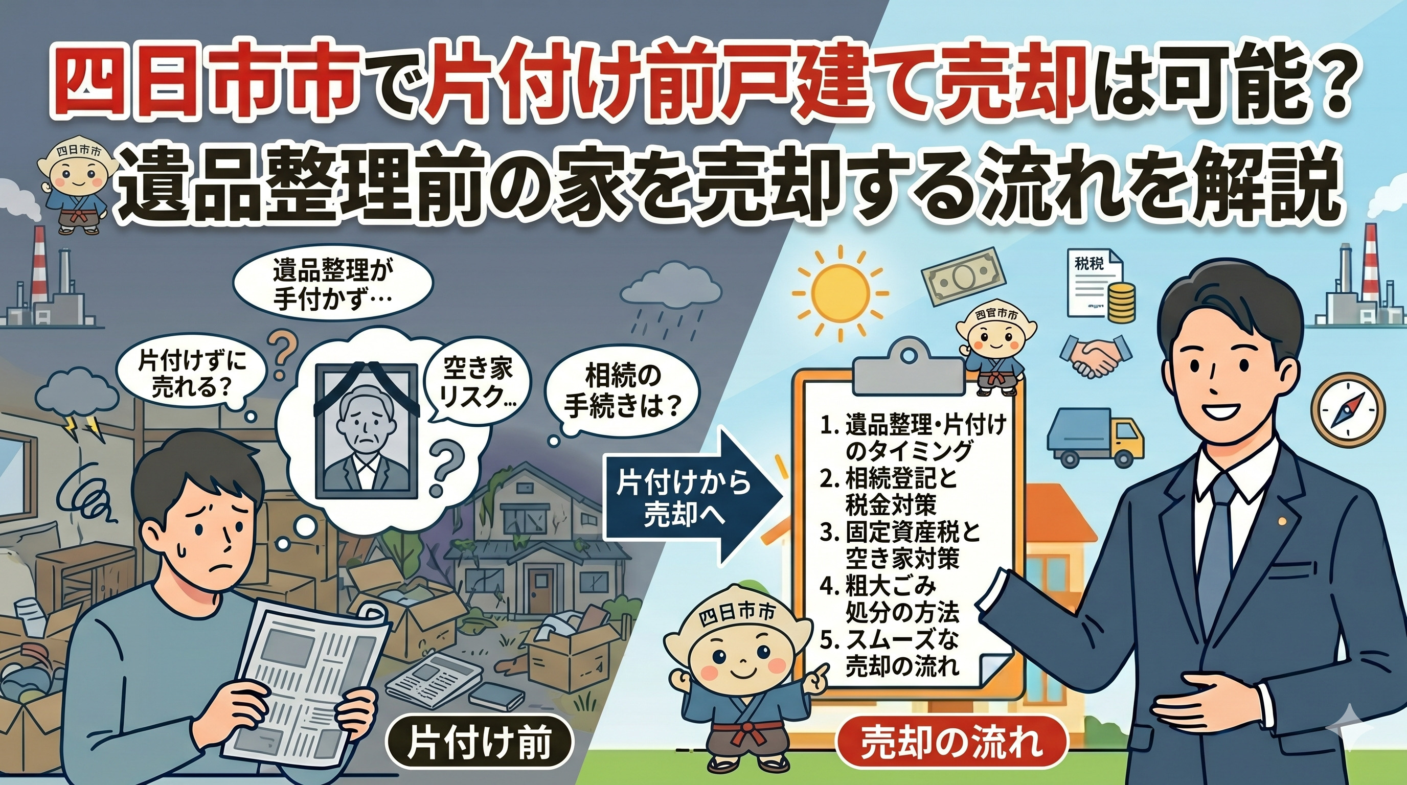 四日市市で片付け前戸建て売却は可能？遺品整理前の家を売却する流れを解説の画像