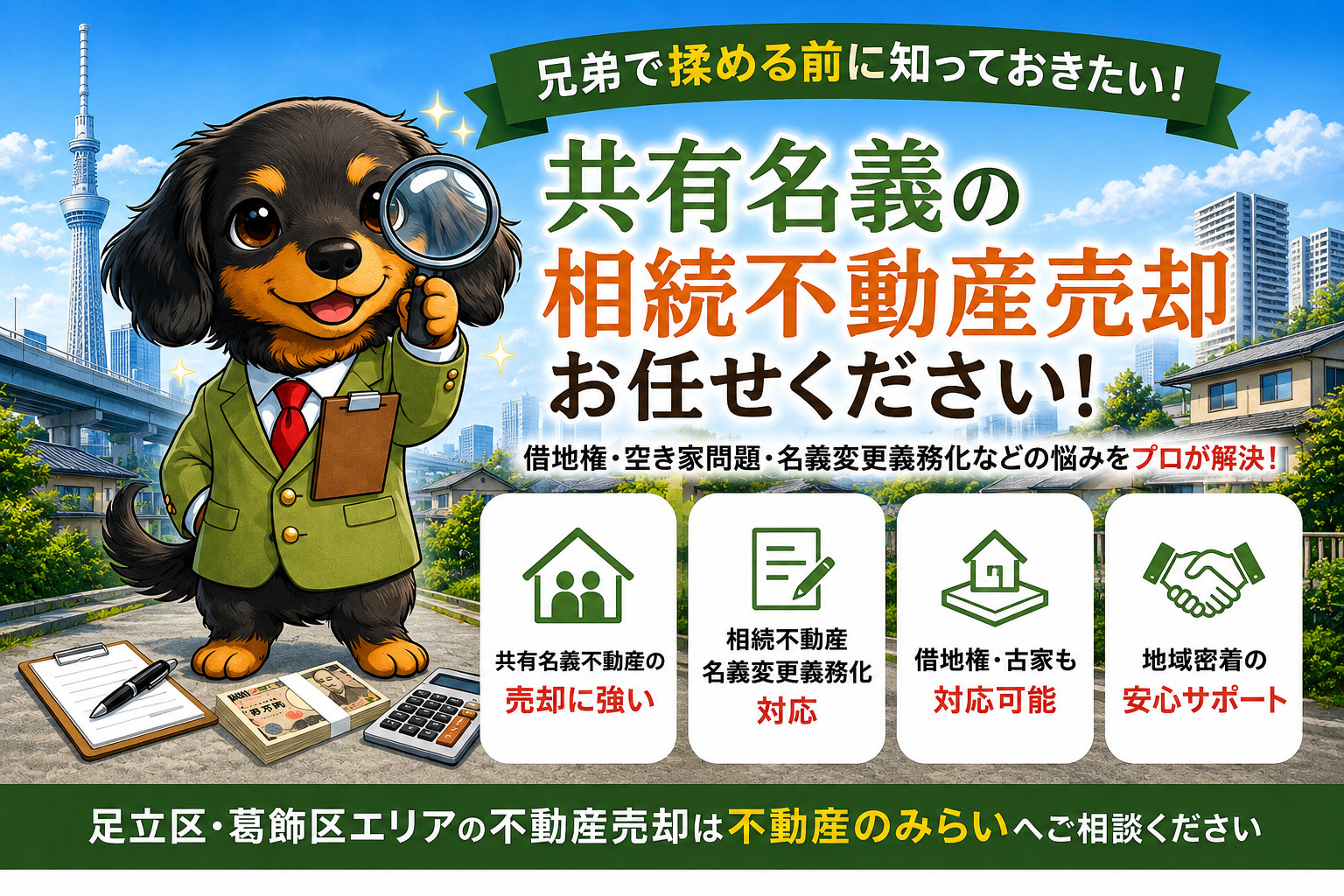 【共有名義 相続不動産 売却】兄弟で揉める前に知っておきたい！｜不動産売却・借地権・空き家問題・名義変更義務化まで徹底解説｜不動産のみらいの画像