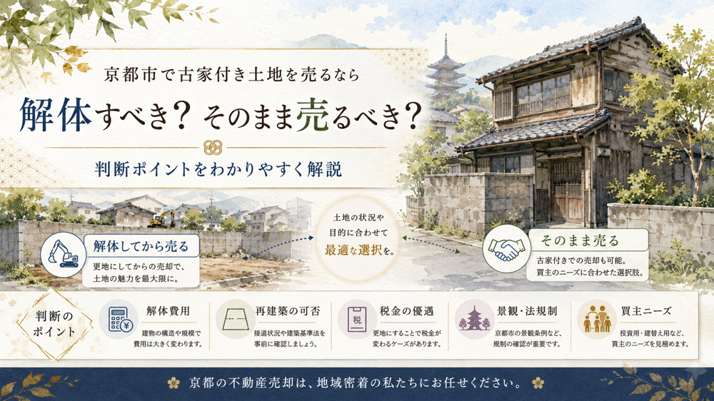 京都市で古家付き土地を売るなら 解体すべき？そのまま売るべき？ 判断基準をわかりやすく解説の画像