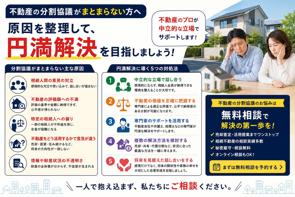 不動産の相続で遺産分割協議がまとまらない時？原因と対処法を専門家が解説の画像