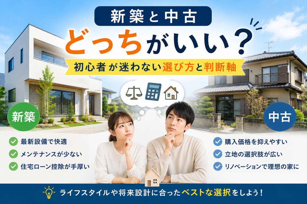 新築と中古どっちがいい？初心者が迷わない選び方と判断軸の画像
