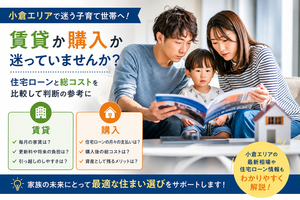 賃貸か購入か小倉エリアで迷う子育て世帯へ！住宅ローンと総コストを比較して判断の参考にの画像