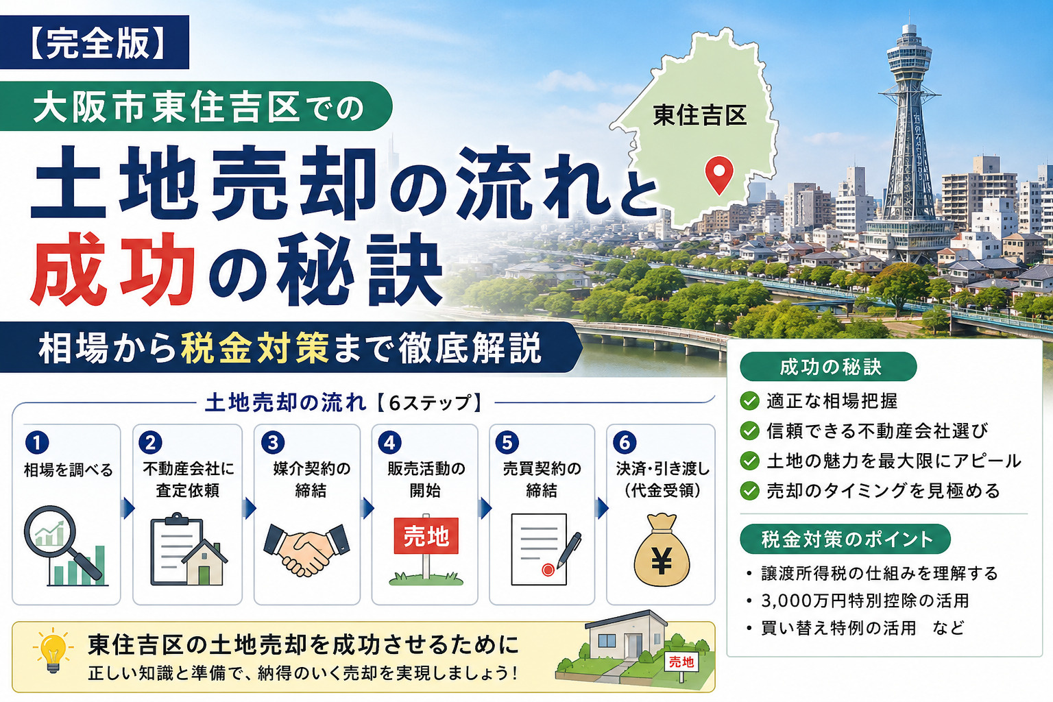 【完全版】大阪市東住吉区での土地売却の流れと成功の秘訣：相場から税金対策まで徹底解説の画像