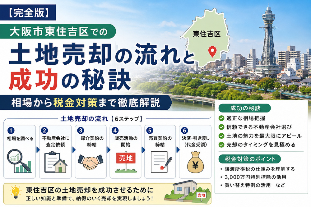 【完全版】大阪市東住吉区での土地売却の流れと成功の秘訣：相場から税金対策まで徹底解説の画像