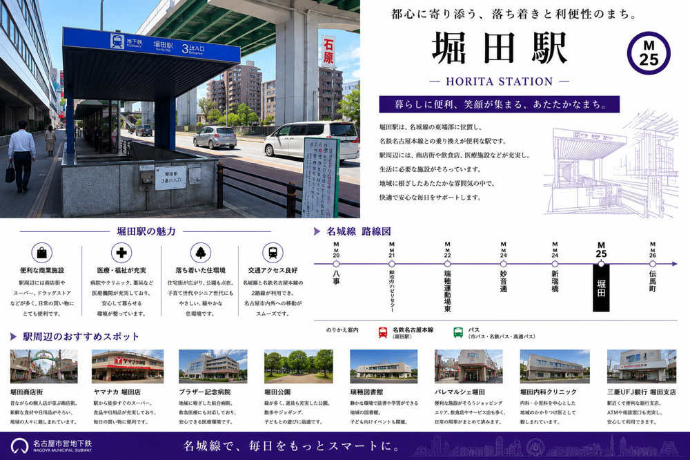 地下鉄名城線「堀田」駅周辺のエリア情報の画像