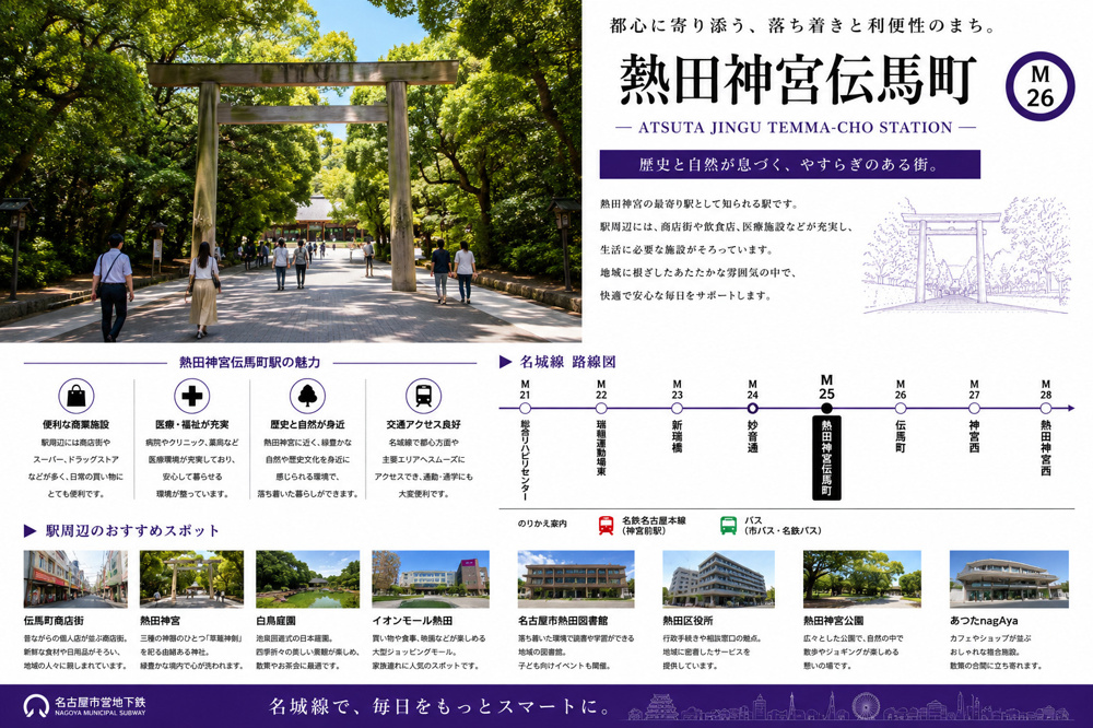 地下鉄名城線「熱田神宮伝馬町」駅周辺のエリア情報の画像