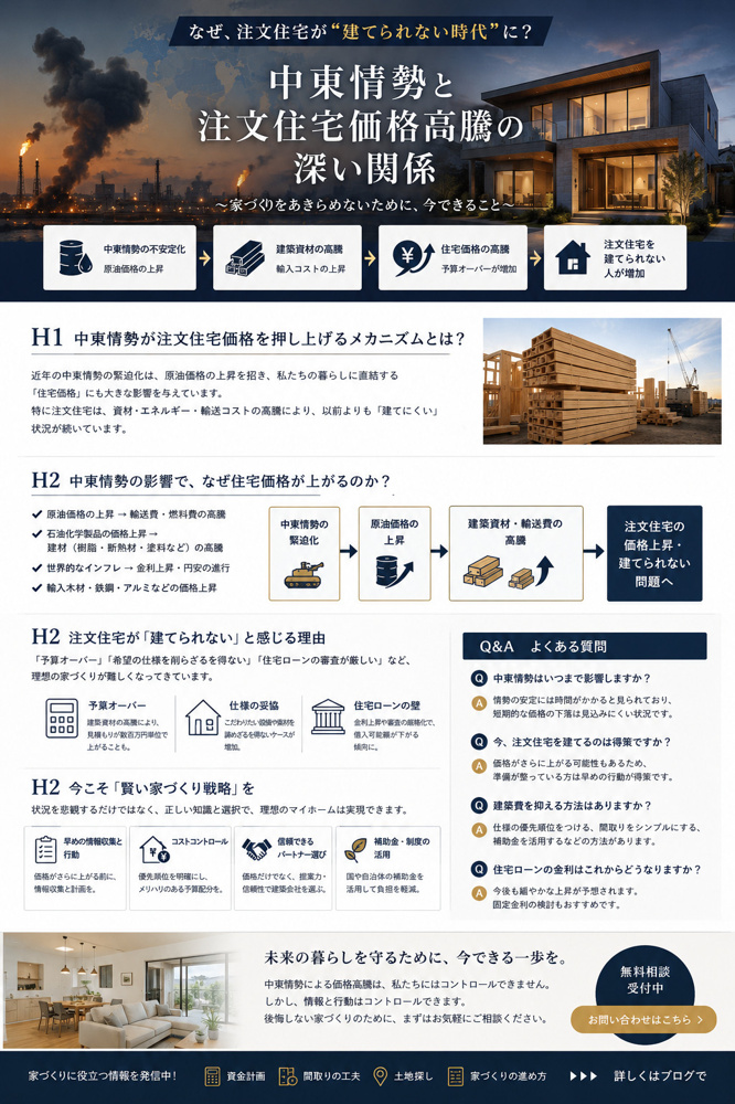 中東情勢と注文住宅価格高騰の関係の画像