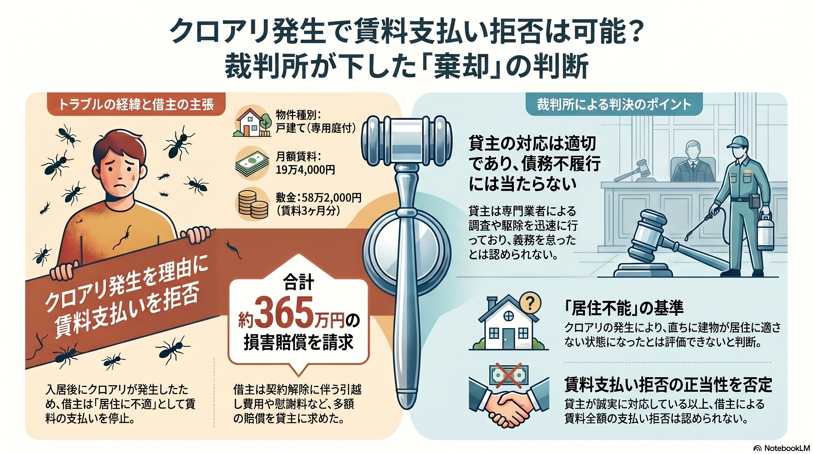 賃貸物件におけるクロアリの大量発生を巡る裁判事例の画像