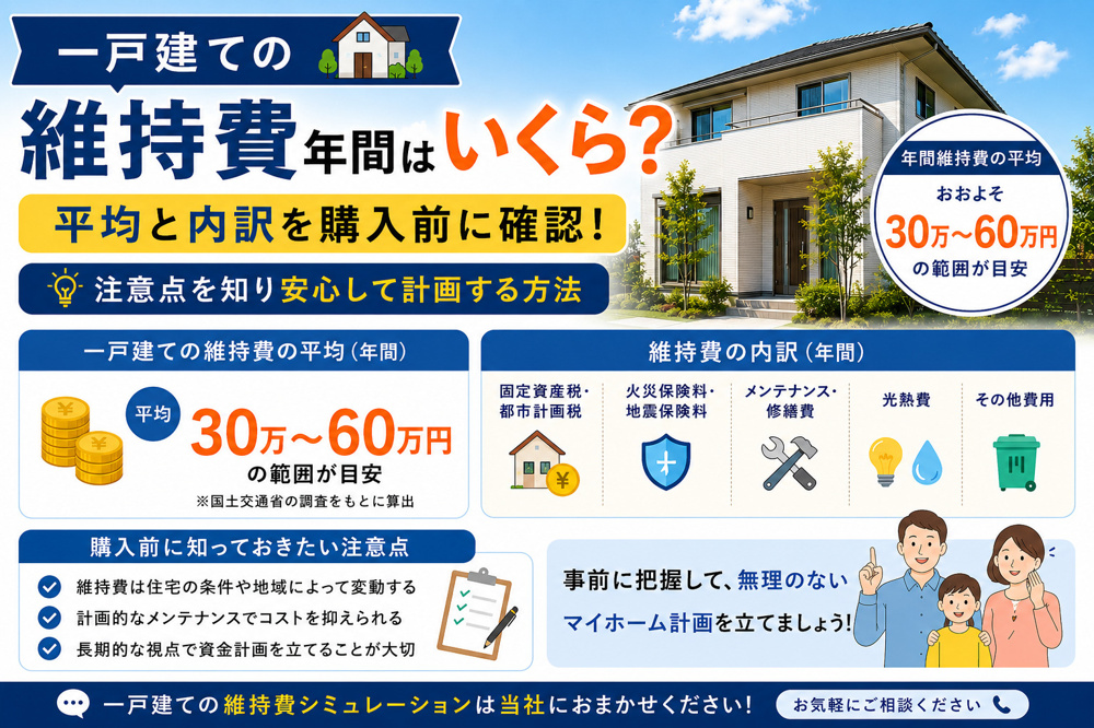 一戸建ての維持費年間はいくら？平均と内訳を購入前に確認の画像