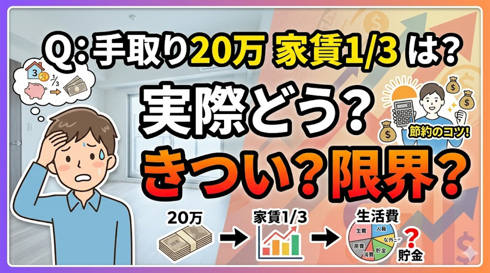 手取り20万で家賃3分の1は実際どう？無理なく暮らす適正家賃の考え方の画像