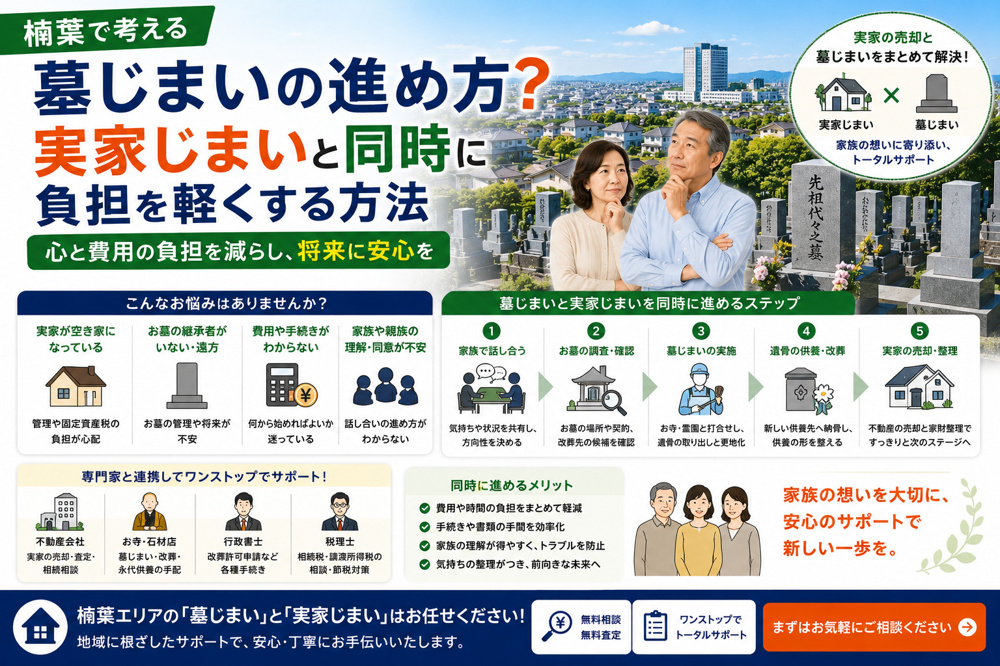 楠葉で考える墓じまいの進め方？実家じまいと同時に負担を軽くする方法の画像